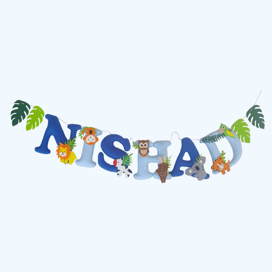 Handcrafted Personalized Jungle Theme Felt Bunting - Name Personalization Hanging Garland