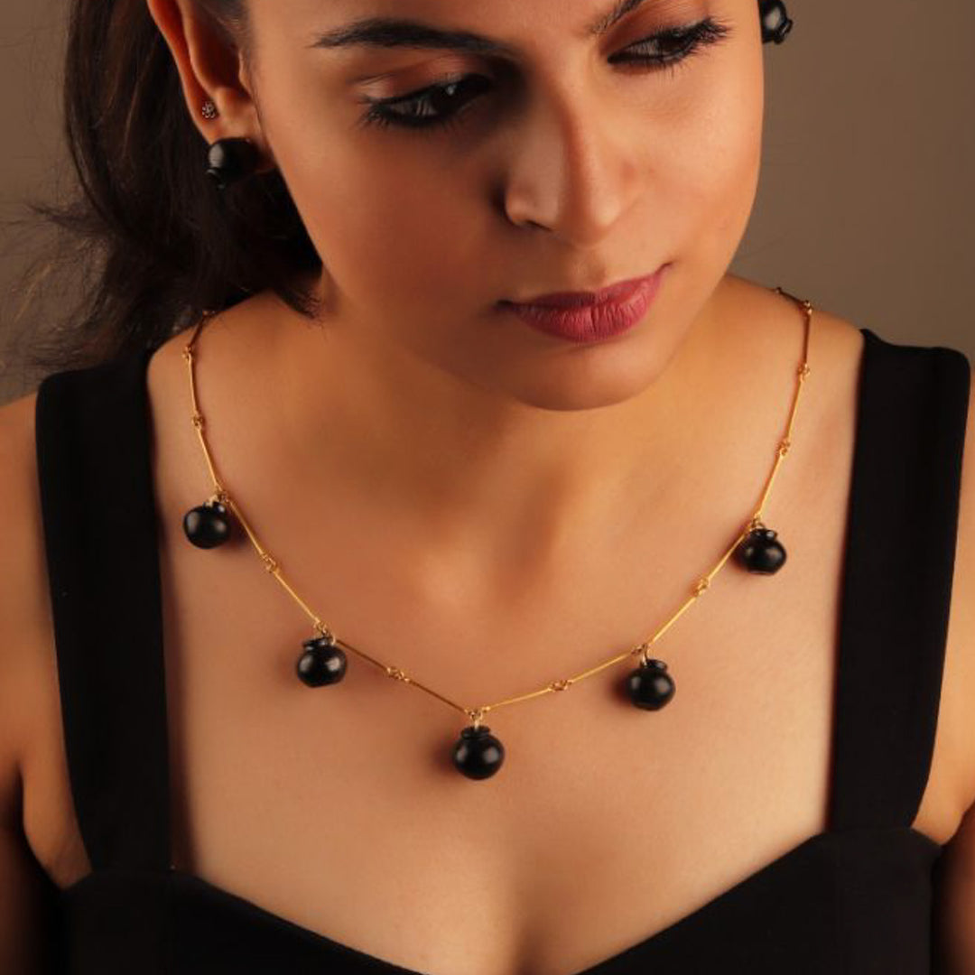 Modern Sikahar Design Short Necklace | 22K Gold Plated