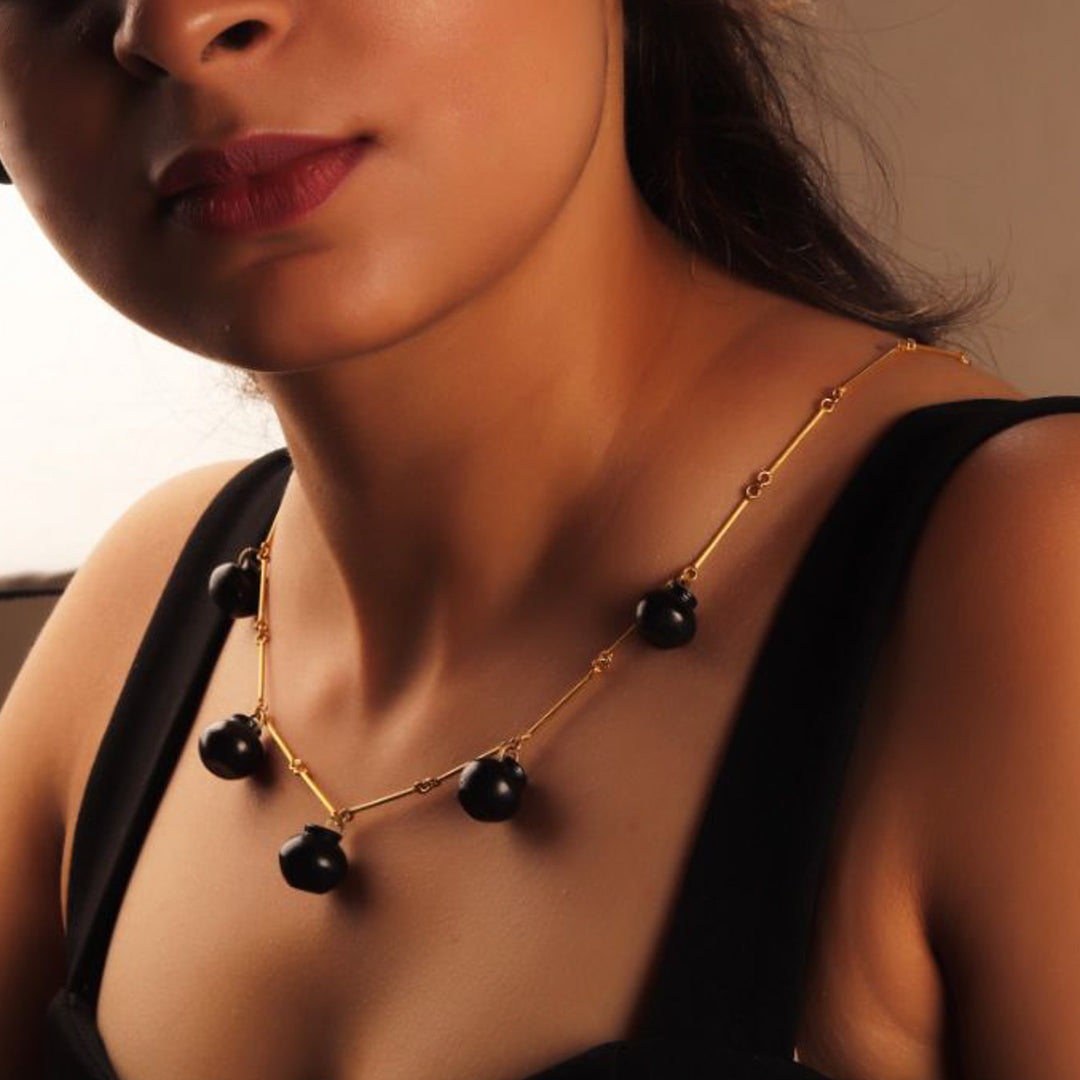 Modern Sikahar Design Short Necklace | 22K Gold Plated