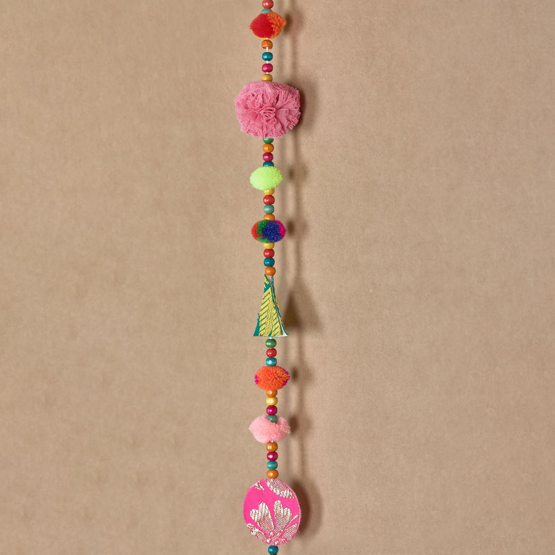 Upcycled Fabric Pom-pom & Beads Festive Hangings