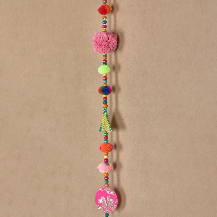 Upcycled Fabric Pom-pom & Beads Festive Hangings