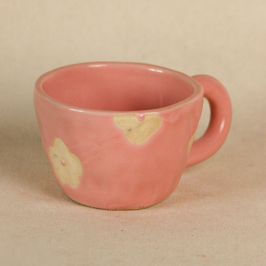 Handpainted Pretty in Pink Ceramic Mug & Saucer Set