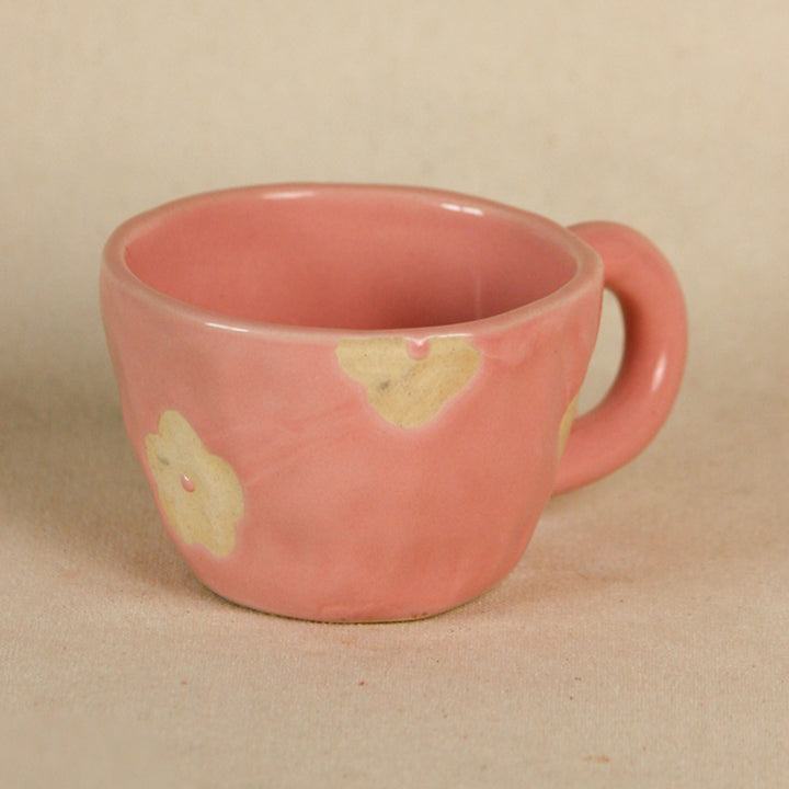 Handpainted Pretty in Pink Ceramic Mugs Set