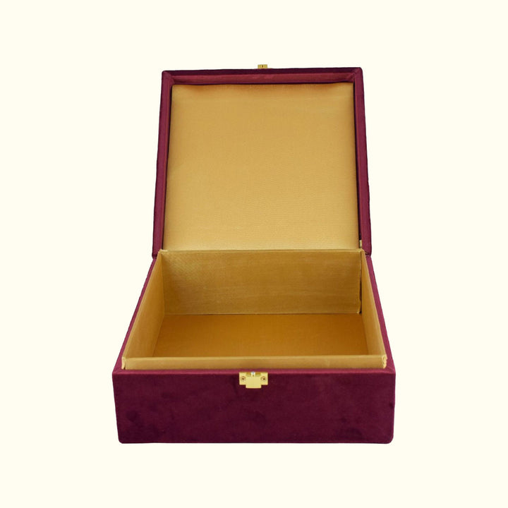 Kali Zardozi on Burgundy Suede Box | Elegant Handcrafted Storage