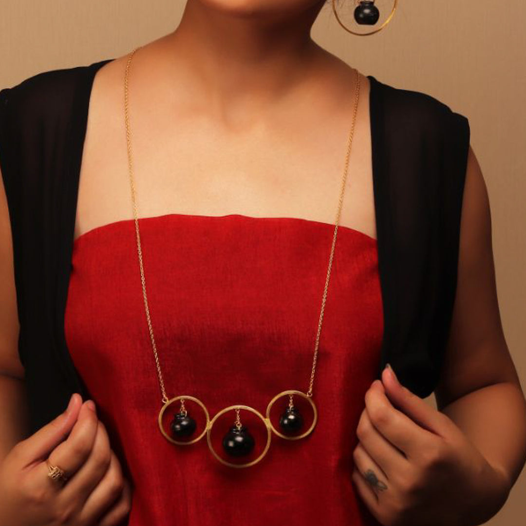 Modern Three Ring Design Handmade Necklace | 22K Gold Plated