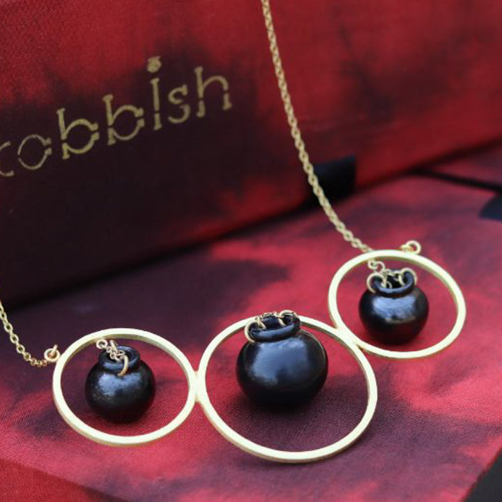 Modern Three Ring Design Handmade Necklace | 22K Gold Plated