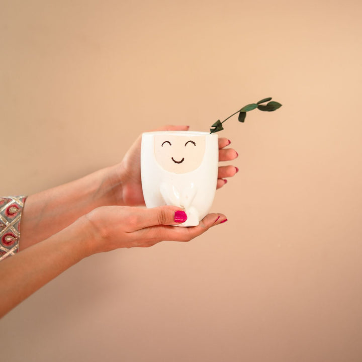 Handcrafted Ceramic Happy Face Planter