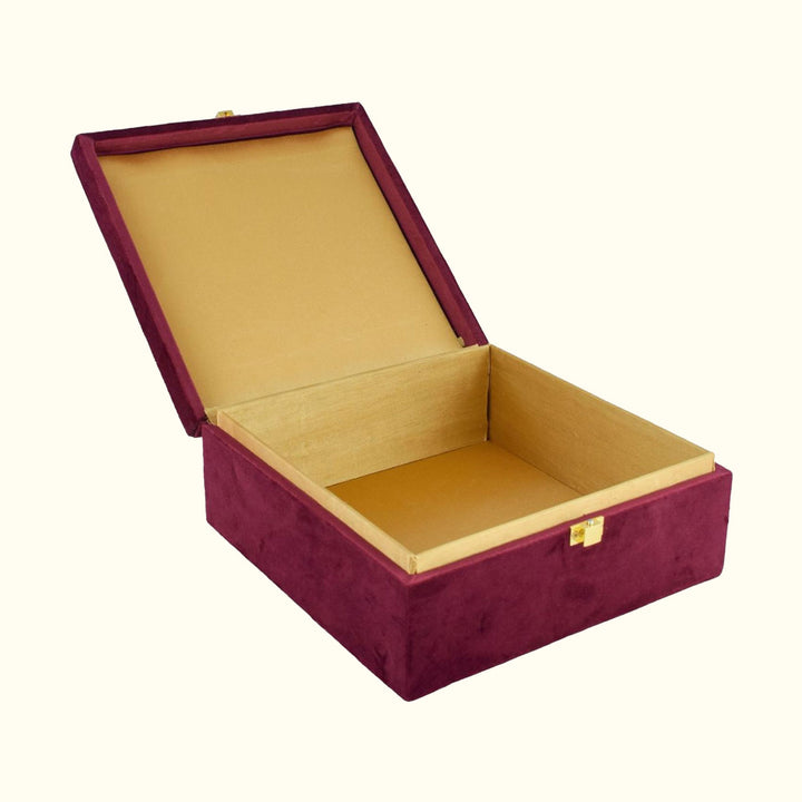 Kali Zardozi on Burgundy Suede Box | Elegant Handcrafted Storage