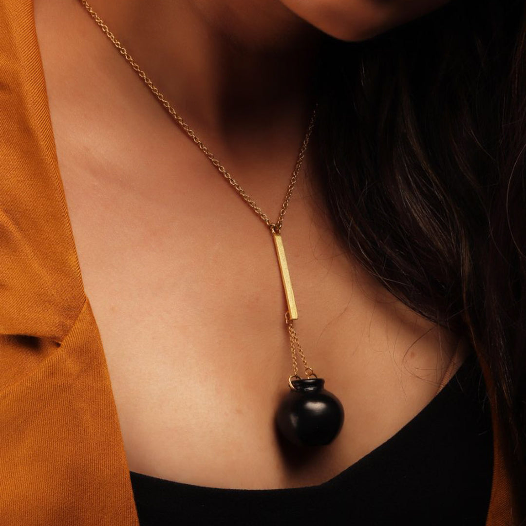 Minimal Pot Design Handmade Necklace | 22K Gold Plated