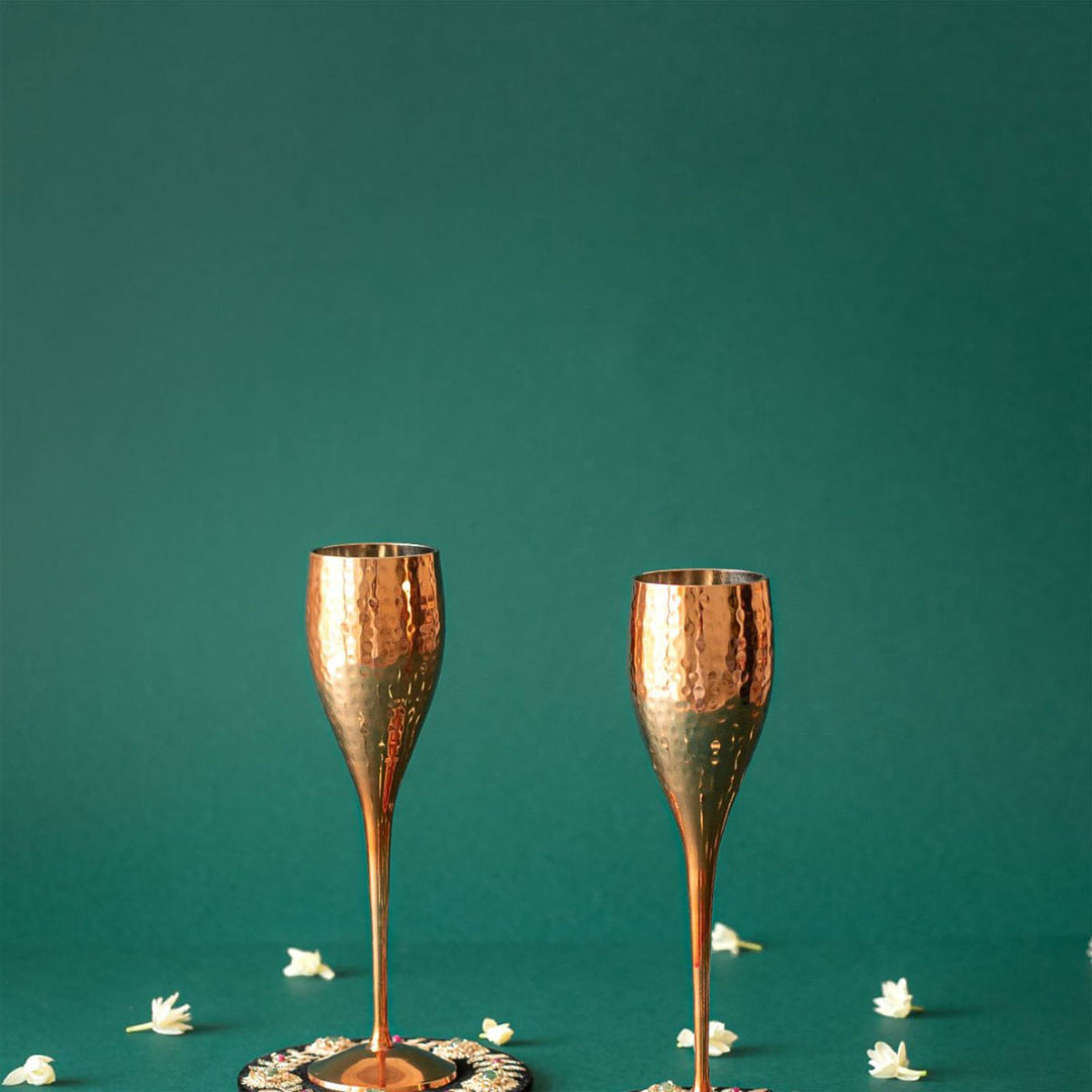 Copper & Brass Champagne Grande Goblets I Set of 2