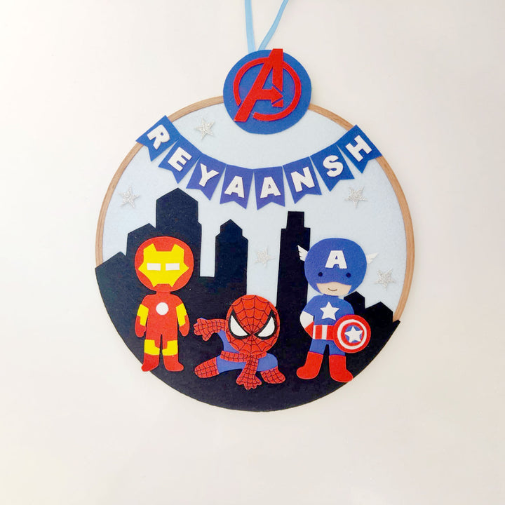 Handcrafted Personalized Superhero Hoop Nameplate