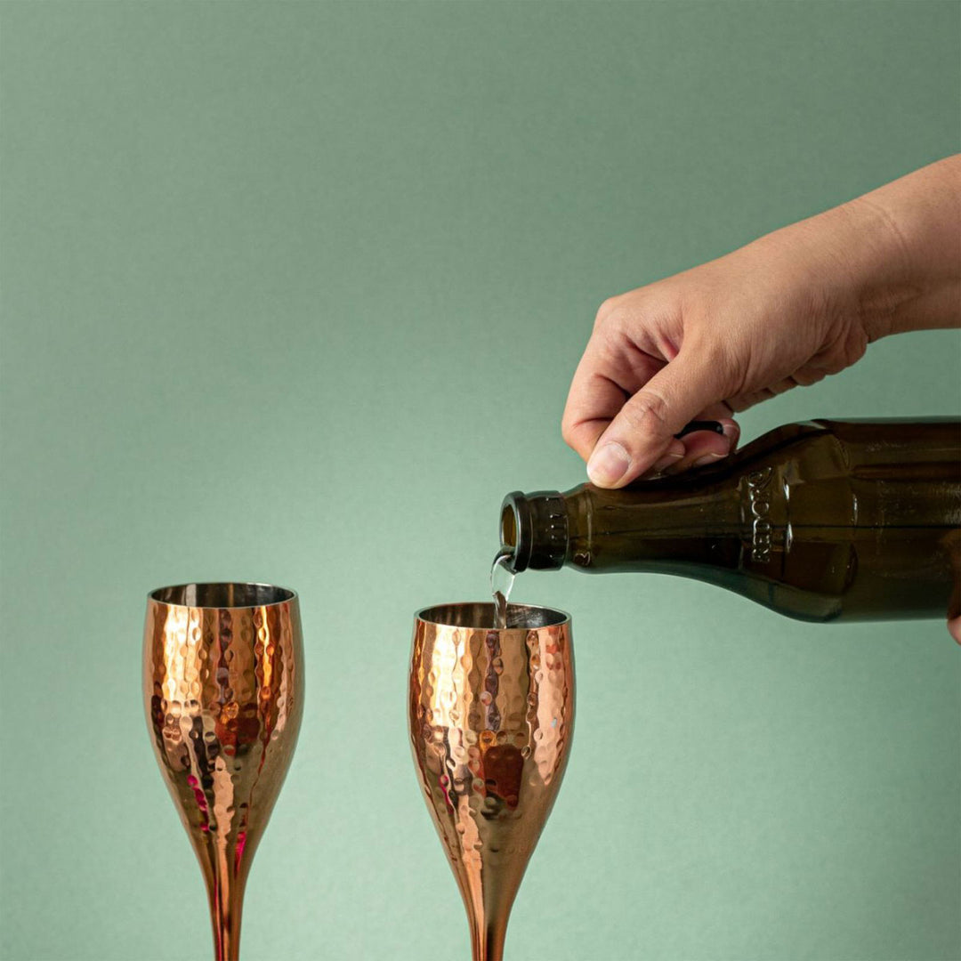 Copper & Brass Champagne Grande Goblets I Set of 2