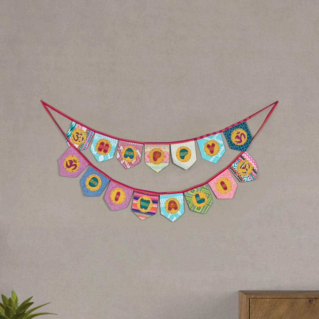 Upcycled Fabric Happy Diwali Buntings