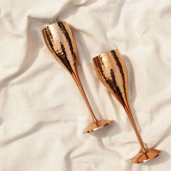 Copper & Brass Champagne Grande Goblets I Set of 2