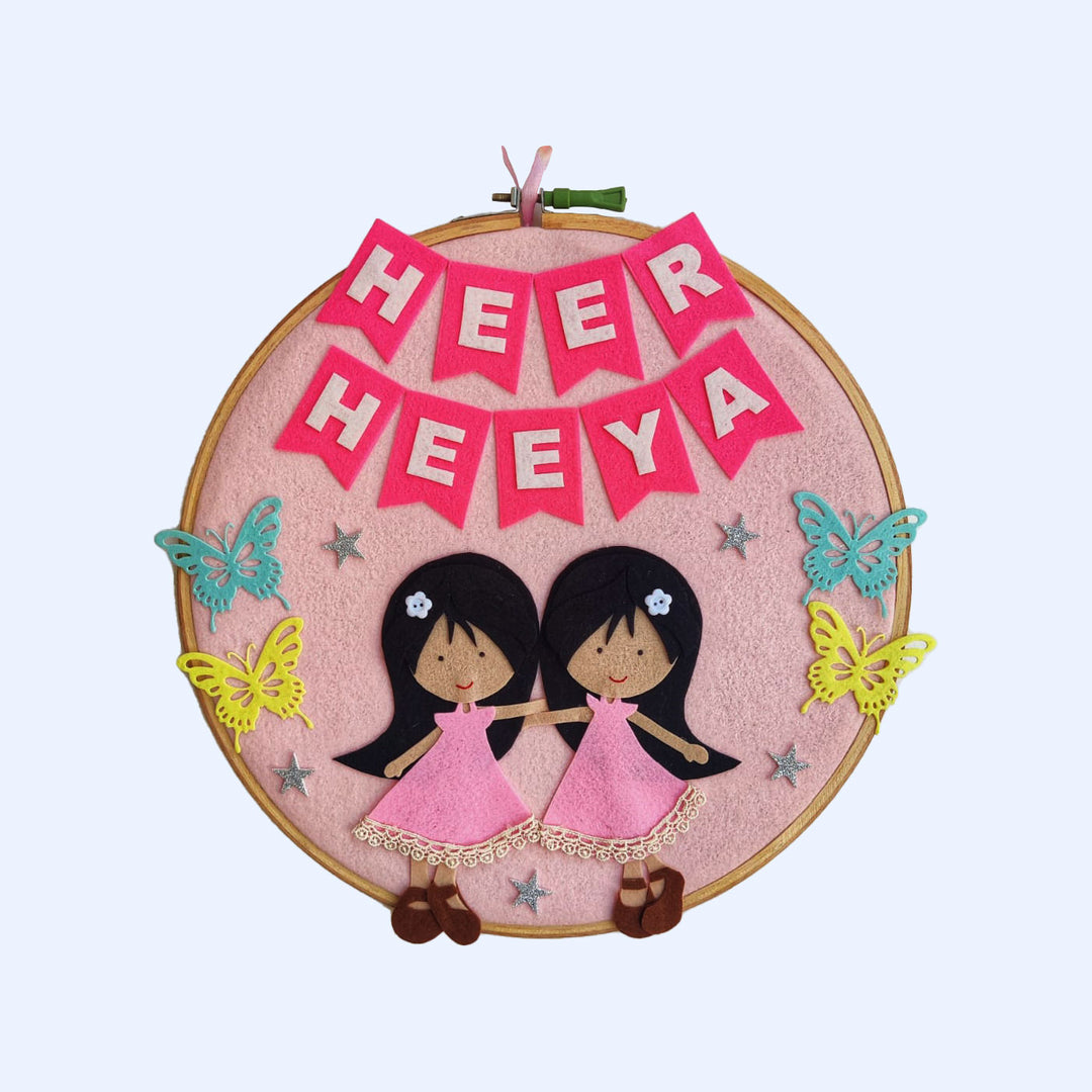 Handcrafted Personalized Sisters Hoop Nameplate