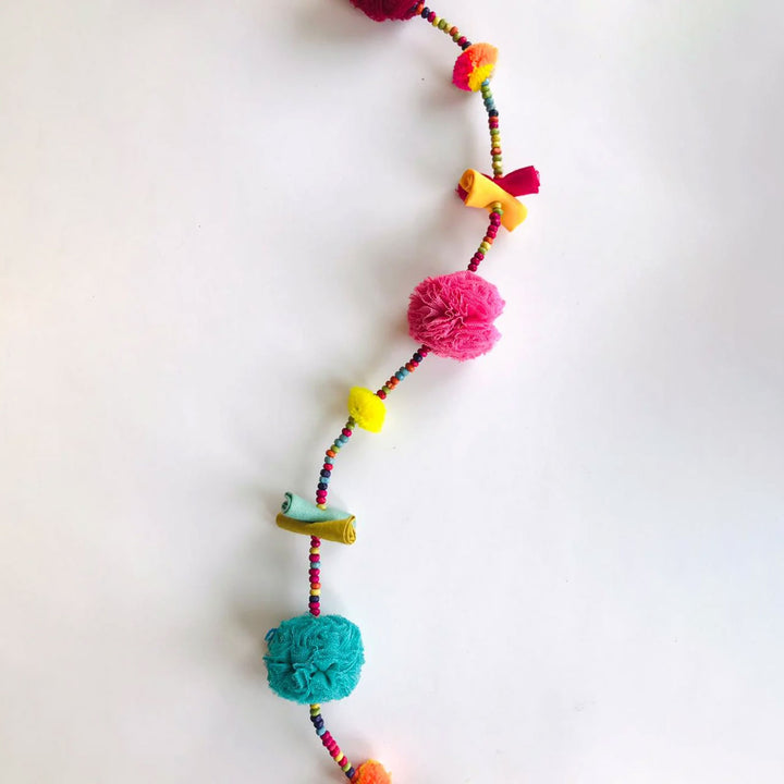 Upcycled Fabric Pom-pom & Beads Festive Hangings