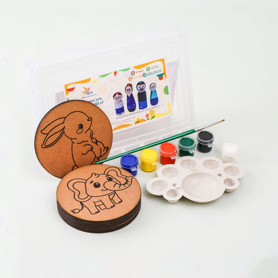 Premarked MDF Coaster DIY Kit for Kids I Animal Theme