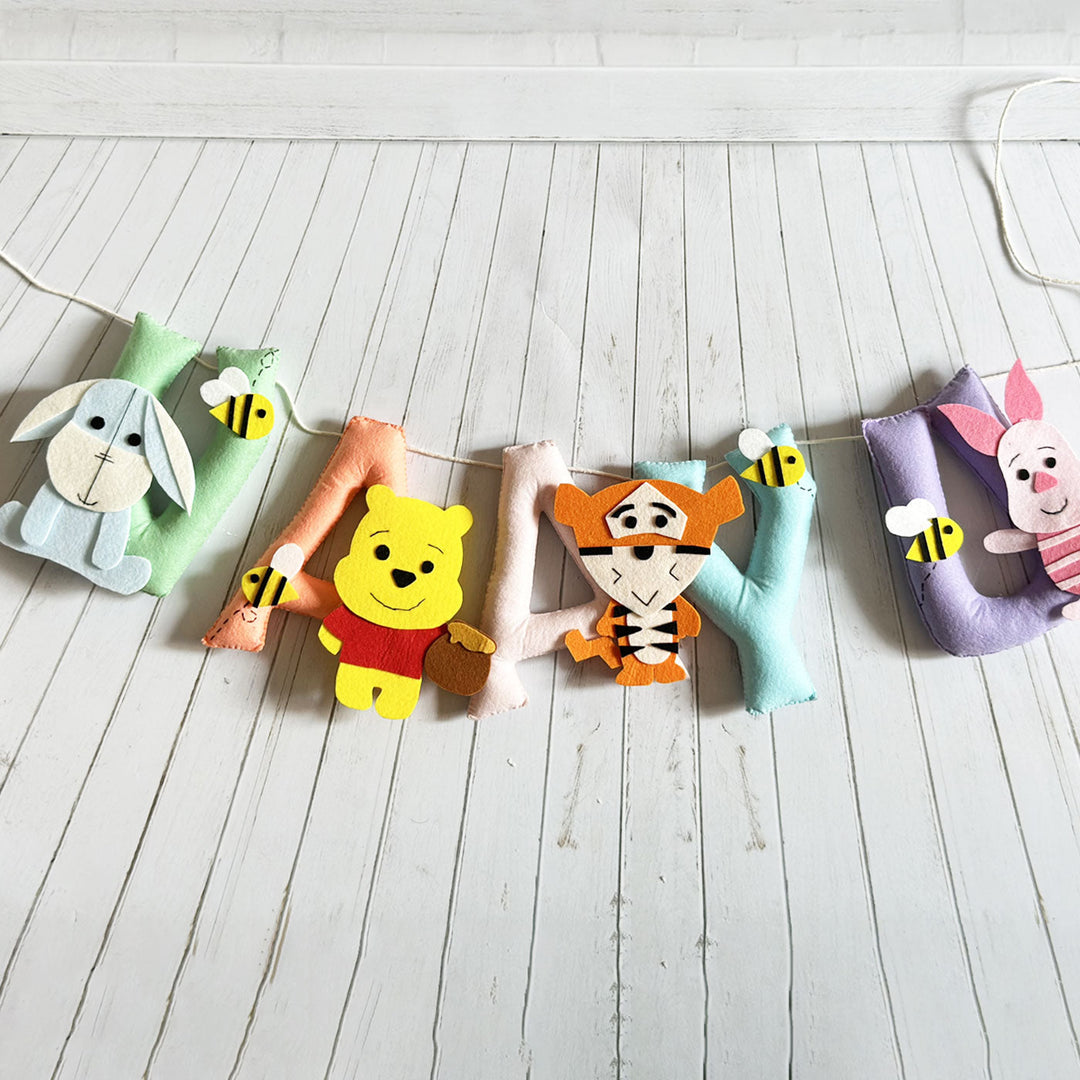 Personalized Felt Kids Winnie the Pooh Themed Bunting