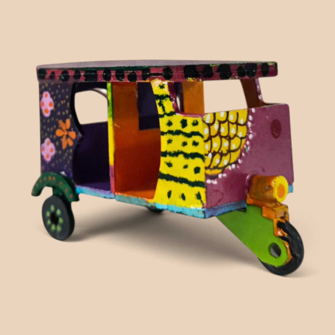 Handcrafted Channapatna Miniature Auto Rickshaw Wooden Golu Toy For Gifting & Decor
