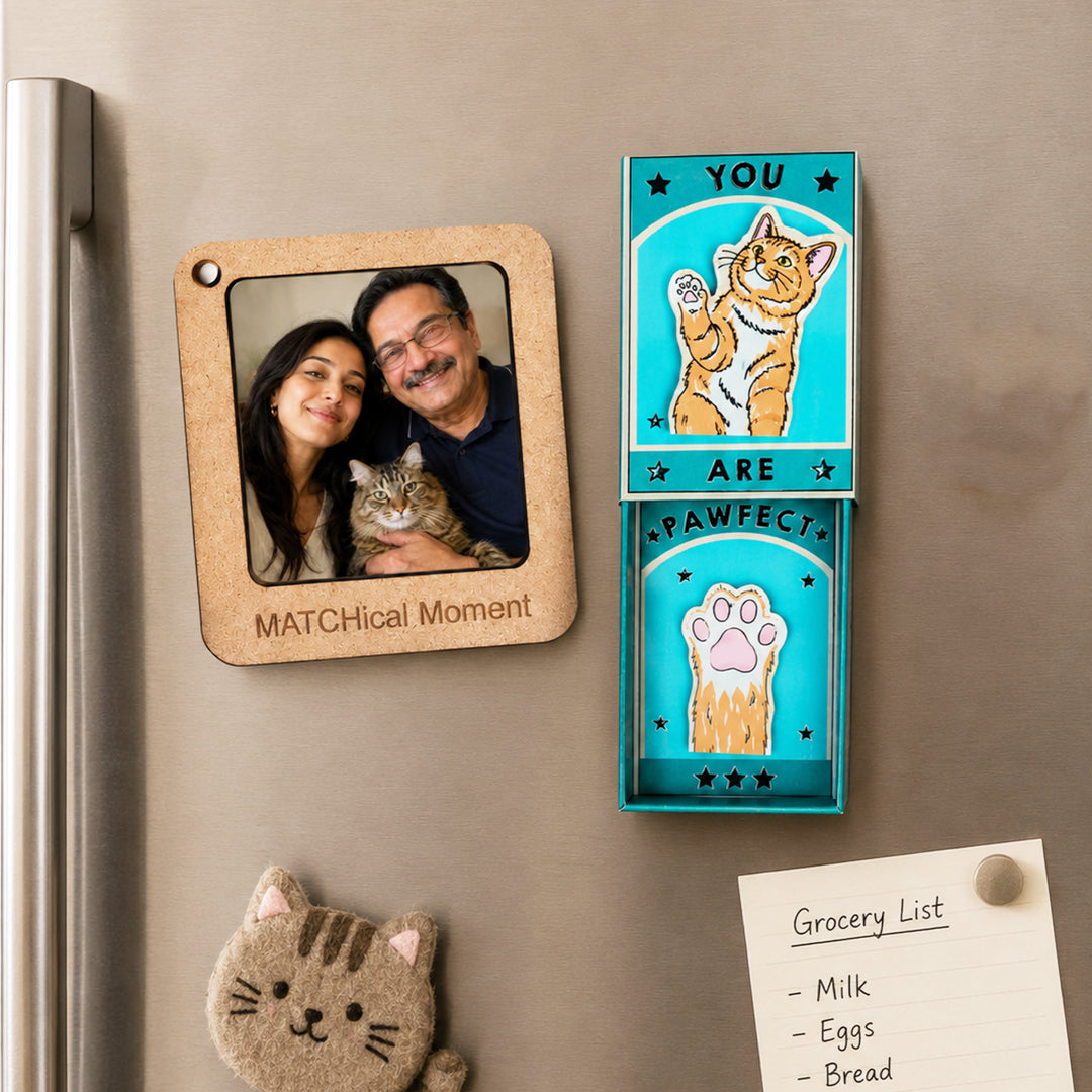 Personalised Father’s Day Gift for Cat Dad Magnet Combo Set