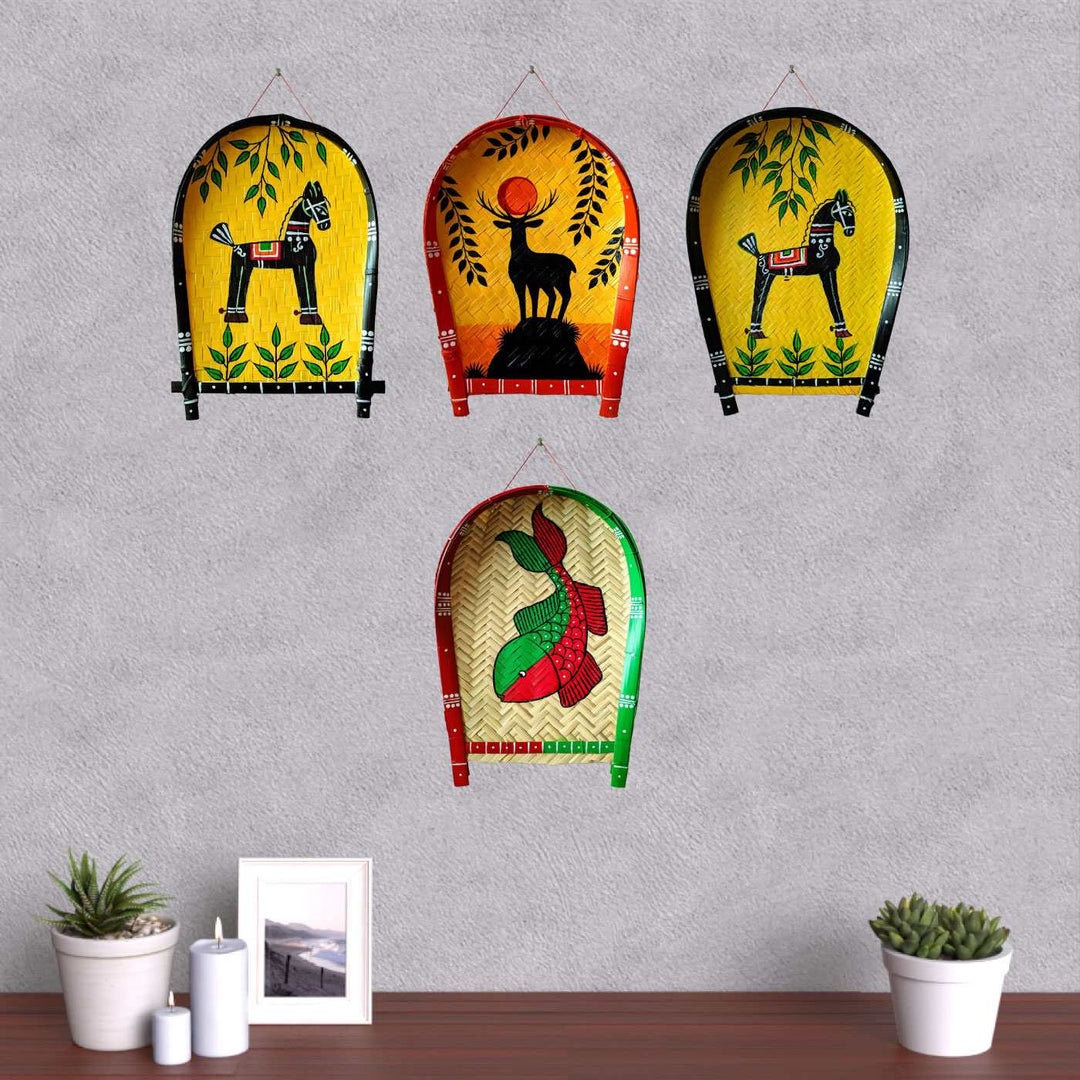 Handpainted Baul Kulo Bengali Themed Bamboo Wall Decor
