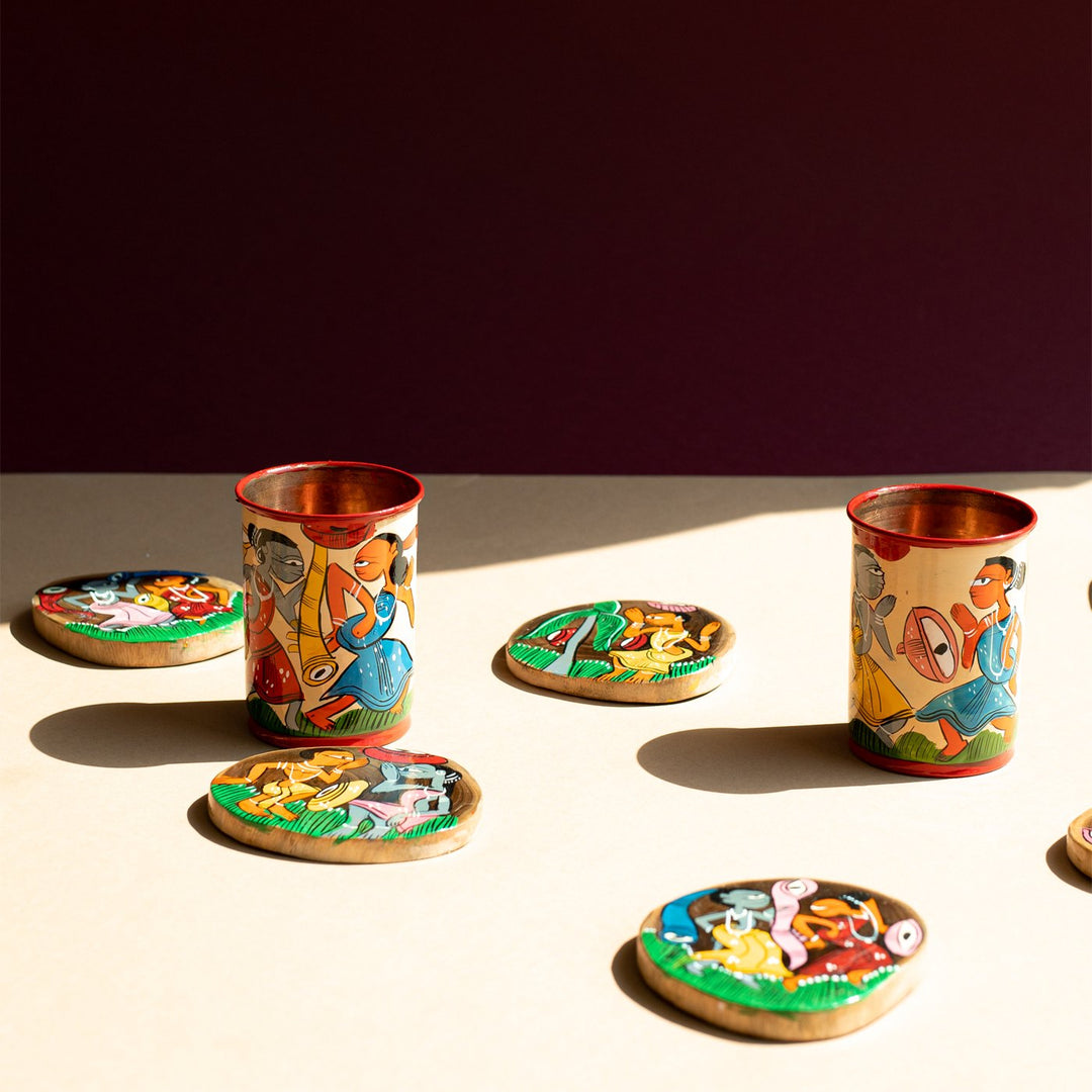 Hand Painted Pattachitra Wooden Coasters