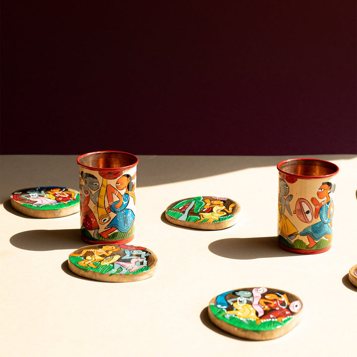 Hand Painted Pattachitra Wooden Coasters