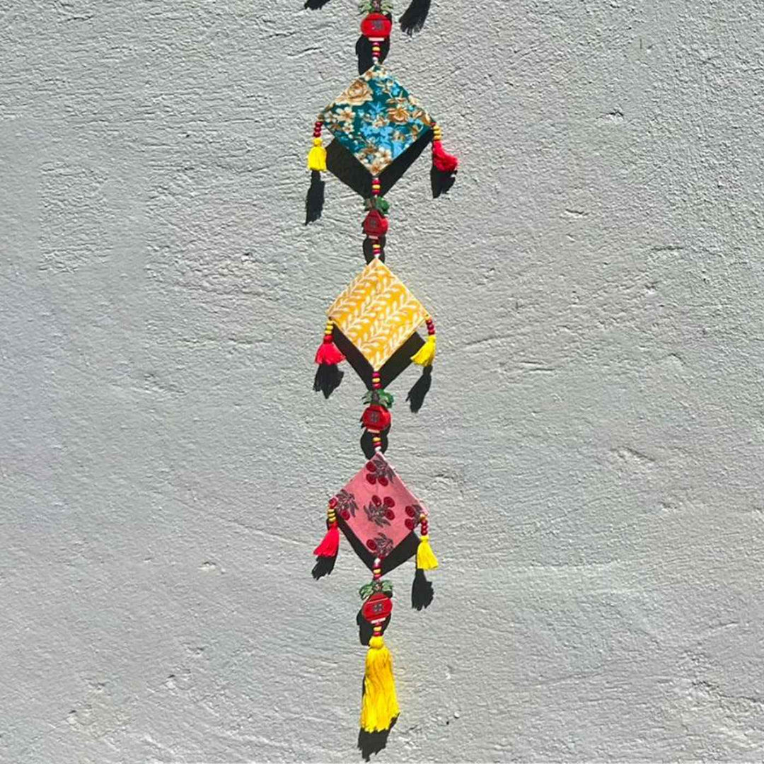 Upcycled Fabric Diya Design Festive Hangings I Set of 2