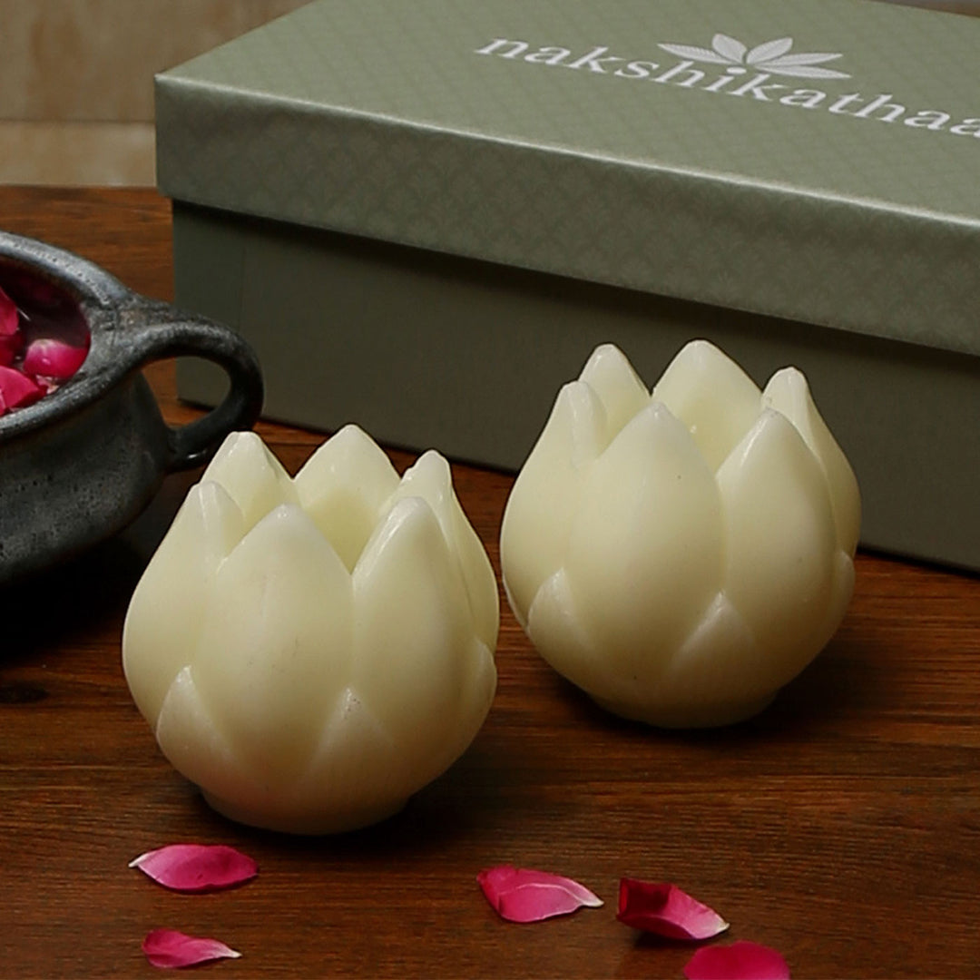 Lotus Wax Votive Tealight Holder - Set of 2