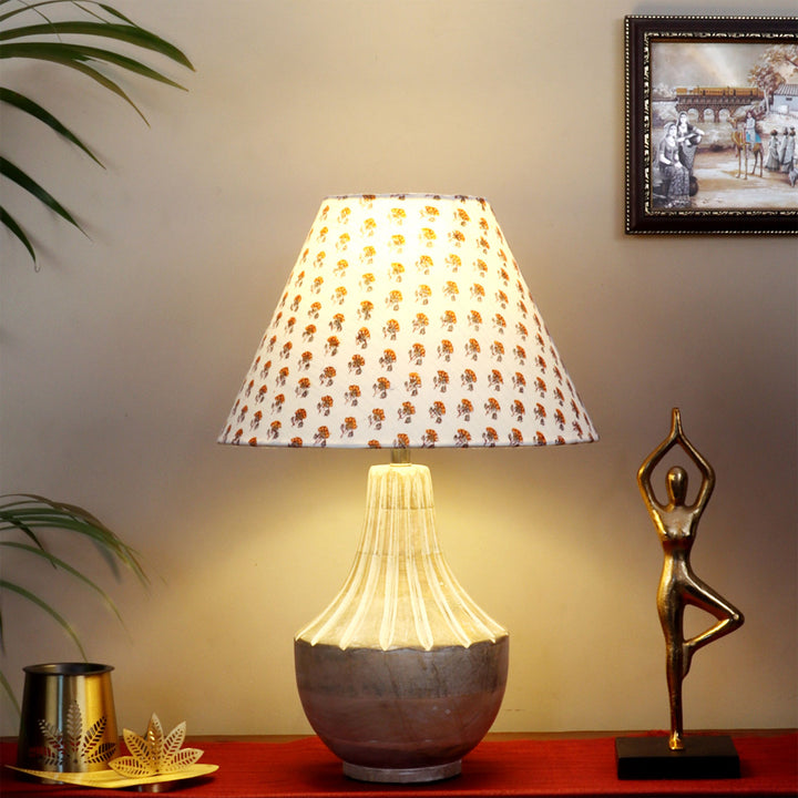 Ekatra Carving Mango Wood & Jute Table Lamp