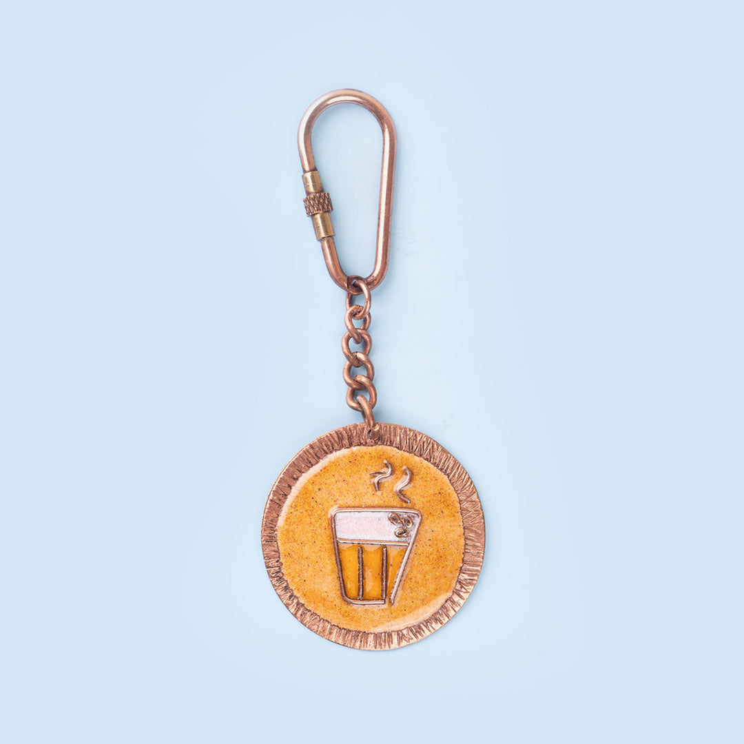 Handmade Copper Enamelled Chaai Paani Keychain