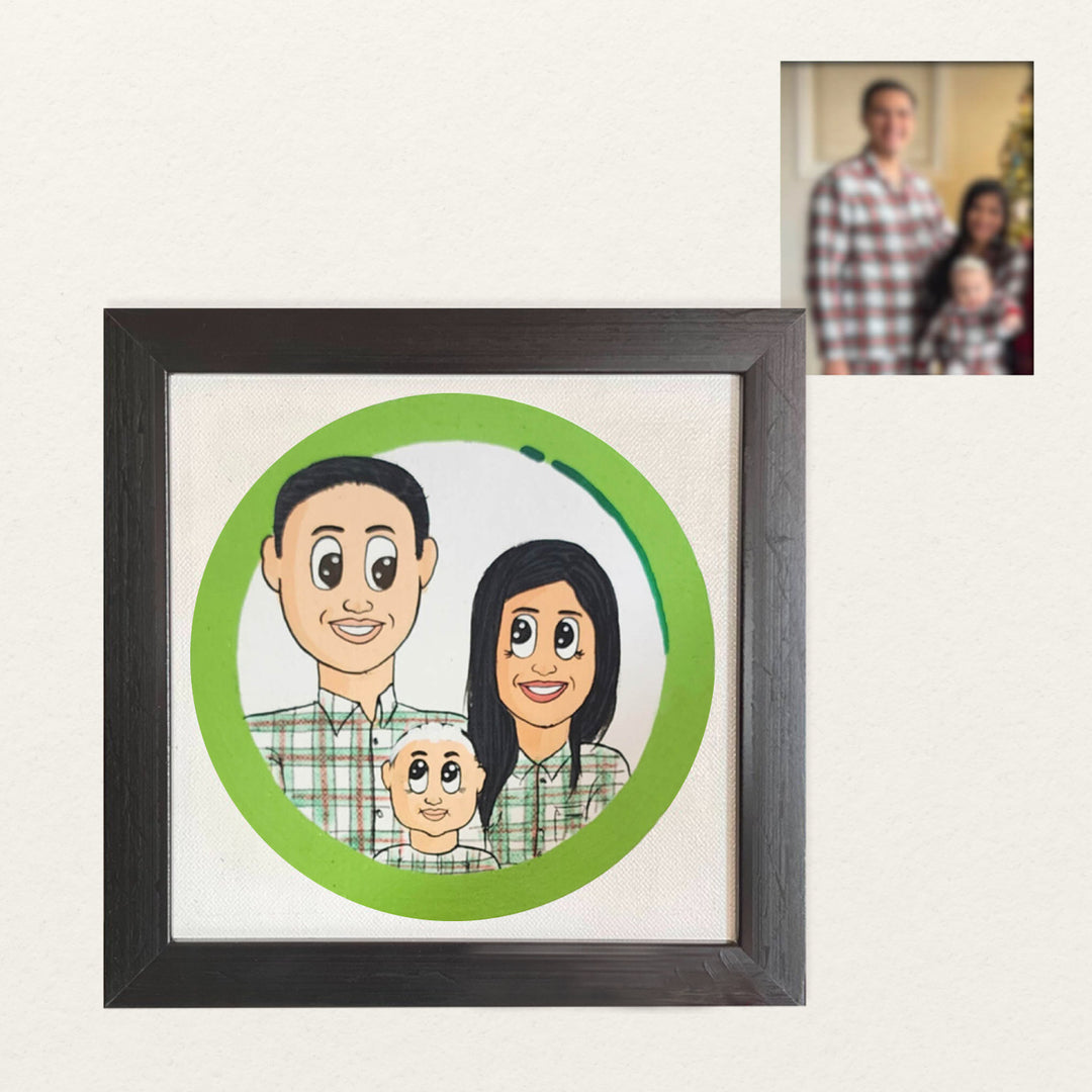 Handpainted Personalized Caricature With Wooden Frame