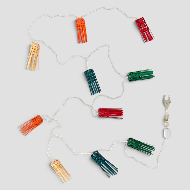 "Frill" Handcrafted Multicoloured Bamboo LED Fairy Light For Festive Decor