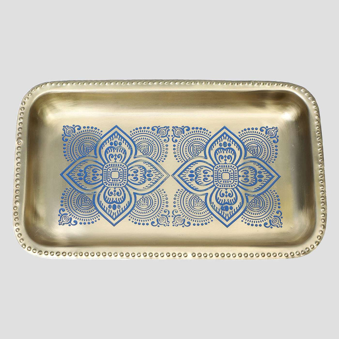 Dohar Handcrafted Brass Rectangular Tray