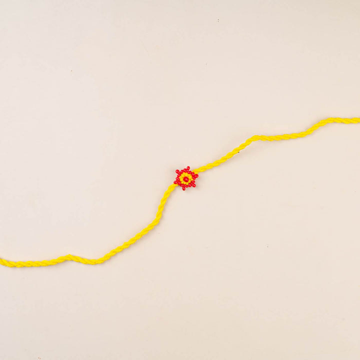 Handcrafted Glass Beads Tara Rakhi With Roli Chawal