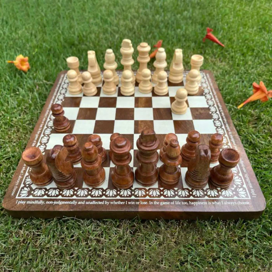 Solid Wood Chess Board Set & Affirmation Cards Festive Hamper