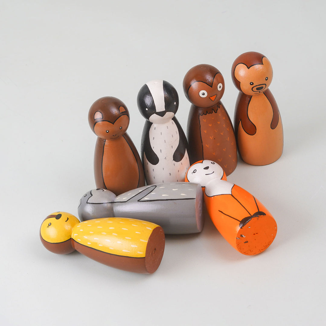 Handpainted Wooden Animal Dolls