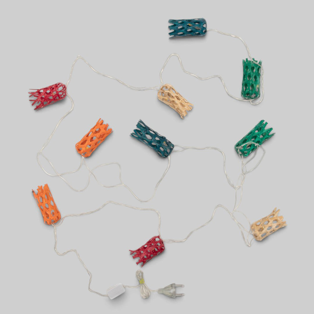 "Bell" Handcrafted Multicoloured Bamboo LED Fairy Light For Festive Decor
