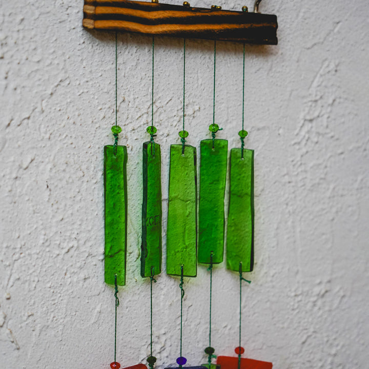 Upcycled Glass Birdie Windchime