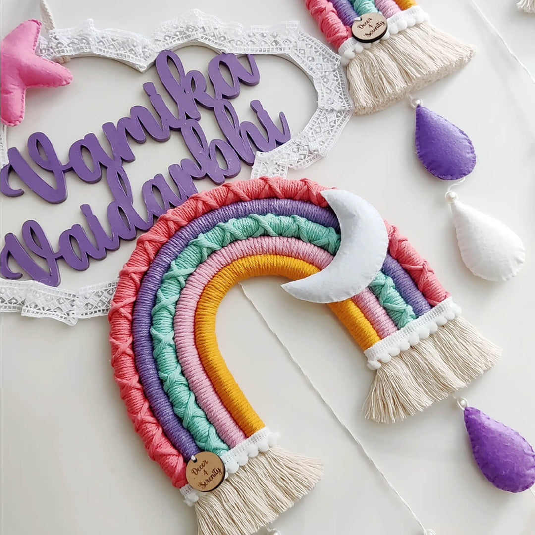 Macrame Moon & Star Personalized Kids' Nameplate