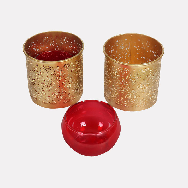 Gandhara Votives with Glass Tealight holder - Set of 2