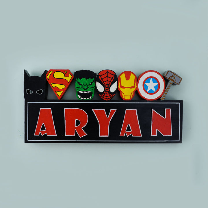 Handcrafted Personalized Superhero Theme 3D Name Block For Kids