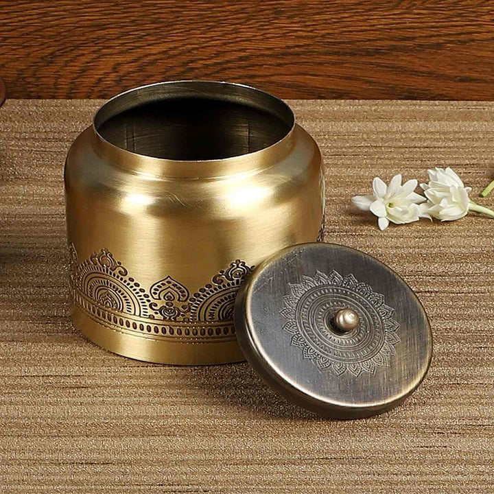 Dohar Handcrafted Antique Brass Jars for Nuts & Sweets