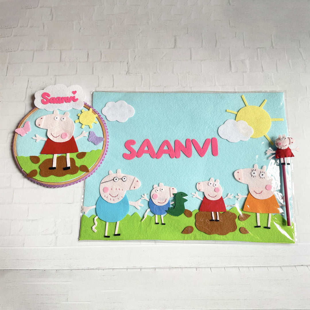 Personalized Felt Kids Table Mat & Coaster Set