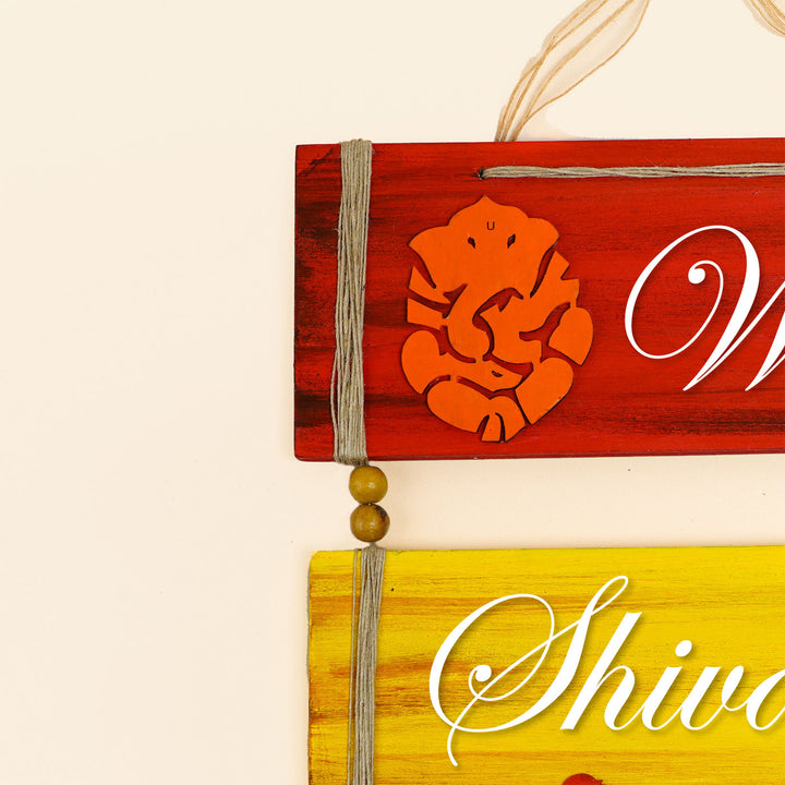 Hand-painted Personalized Ganesha Nameplate With 3 Planks