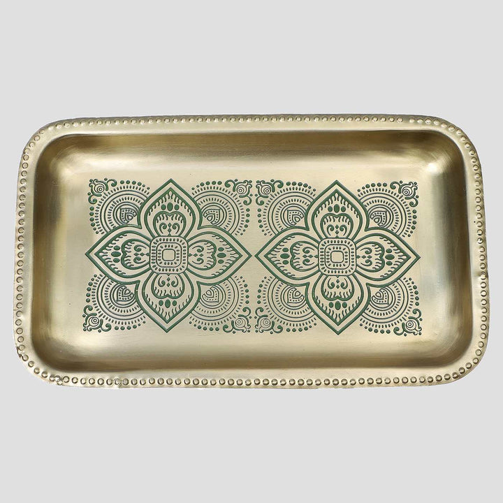 Dohar Handcrafted Brass Rectangular Tray