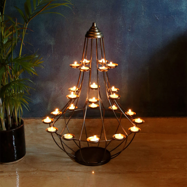 Ektara Gold Finish 24 Tealights Holder Stand