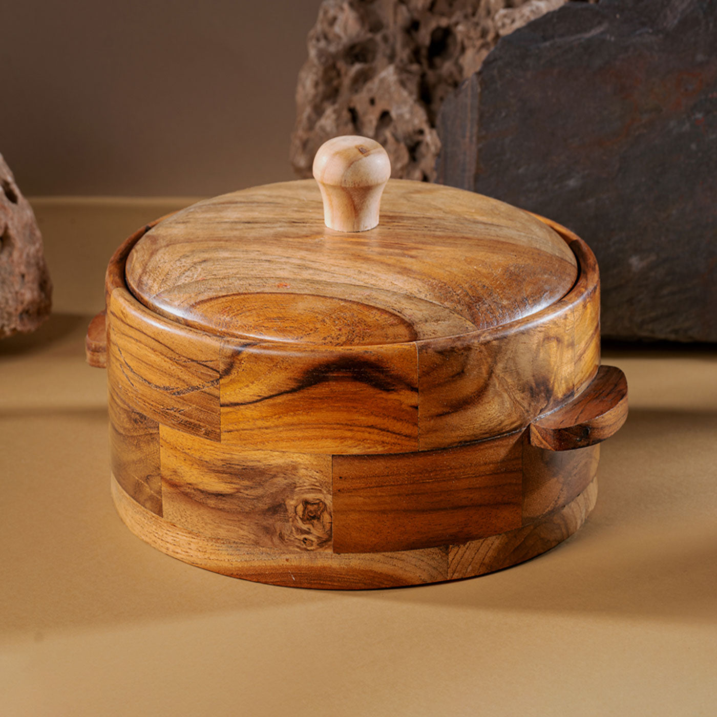 Buy Kapish Teak Wood Hot Pot with Stainless Steel Bowl Online On