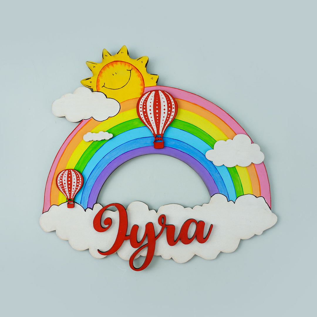 Rainbow and Hot Air Balloon Nameboard for Kids