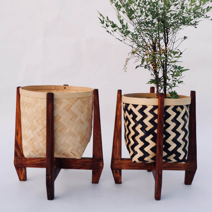 Handcrafted Bamboo Planter With Stand